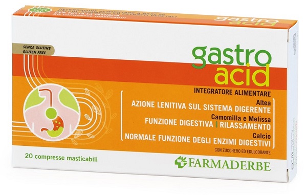 Farmaderbe Gastro Acid 20 Compresse Masticabili Calcio Magnesio Senza Glutine
