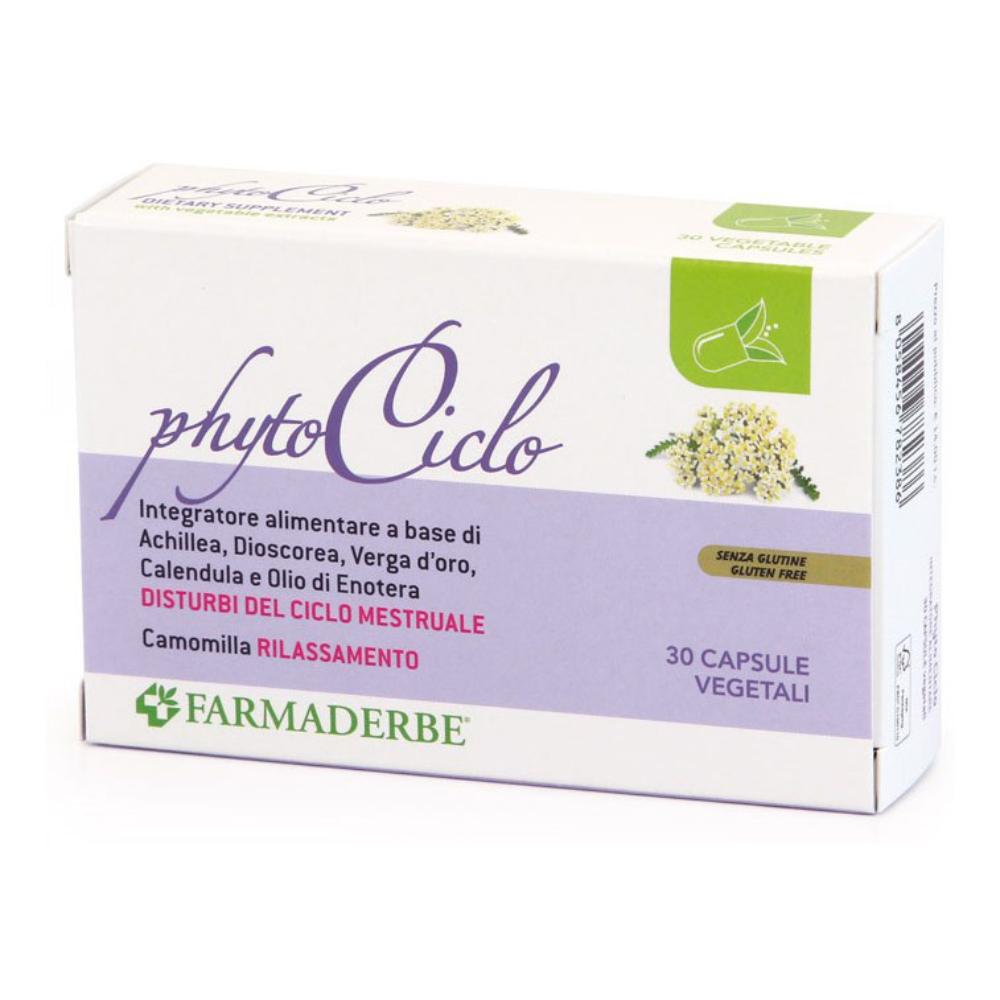 Farmaderbe Phyto Ciclo - Integratore senza glutine per il ciclo mestruale, 30 capsule vegetali