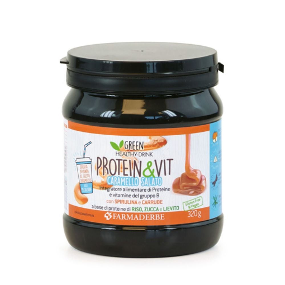 Farmaderbe Protein & Vit Integratore di Proteine al Caramello Salato, 320g