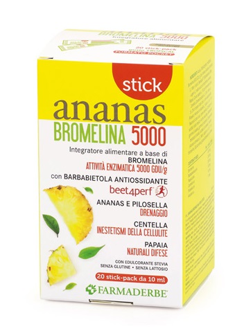 Ananas Bromelina 5000 Integratore Per Il Drenaggio Dei Liquidi E La Cellulite 20 Stick-pack Da 10ml — confronto prezzi