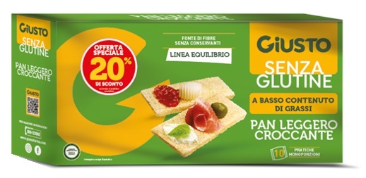 giusto senza glutine pan leggero croccante linea equilibrio10x25 g taglio prezzo -20% — confronto prezzi