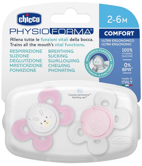 Chicco Succhietto Physio Comfort Girl Silicone 0-6 mesi 2 Pezzi