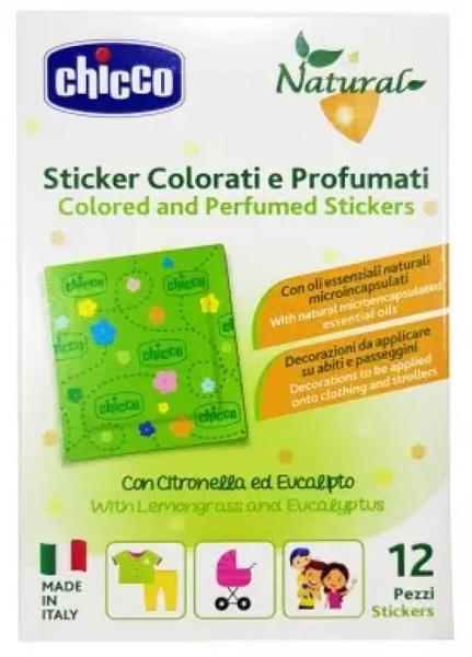 Chicco Natural Sticker Colorati e Profumati Alla Citronella Ed Eucalipto Antizanzare Bambini 12 Pezzi