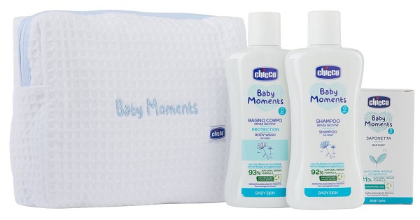 Chicco Baby Moments Beauty Zip Colore Azzurro Set Per L'igiene Dei Bambini