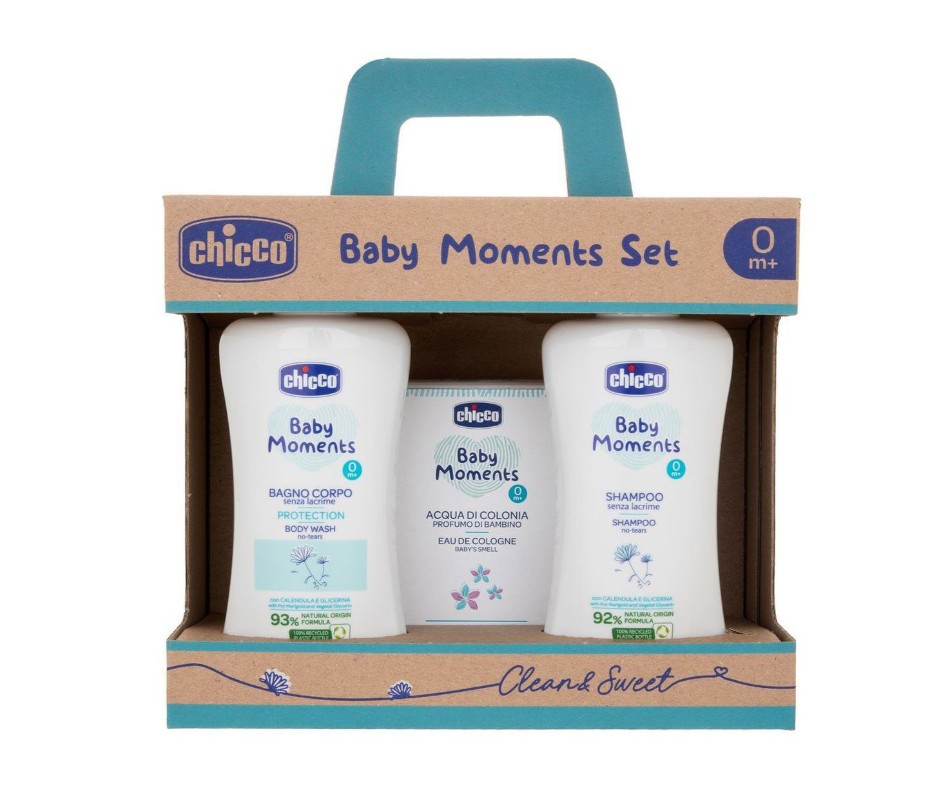 Chicco Baby Moments - Cofanetto Bagno Corpo + Shampoo + Acqua di Colonia