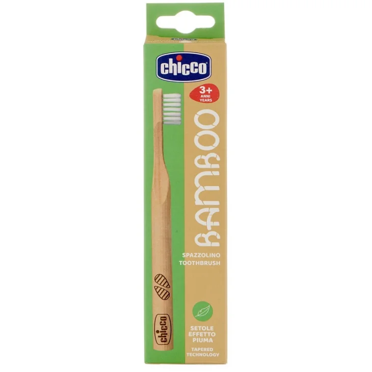 Chicco Spazzolino Bamboo 3 Anni+ con Setole Effetto Piuma, 1 Pezzo