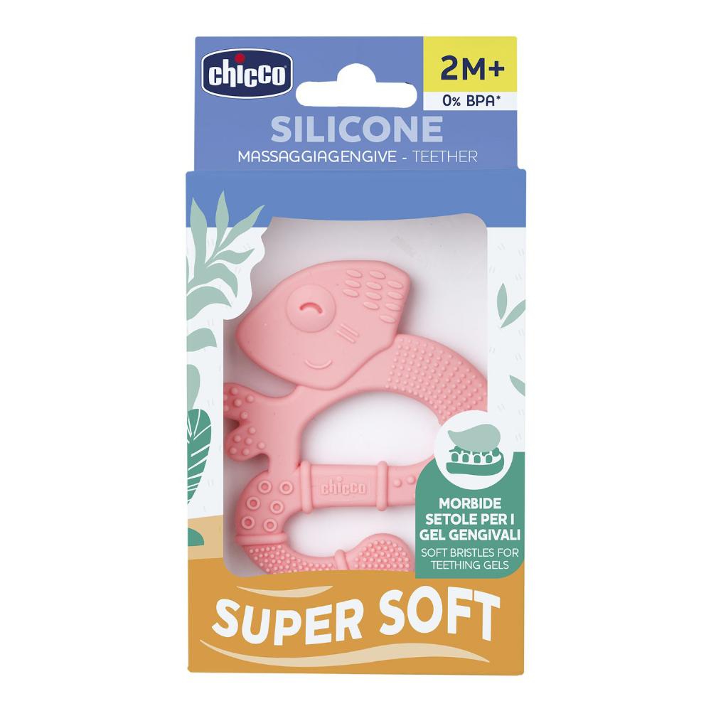 Chicco Massaggiagengive Soft Iguana con Setole Morbide 2M+ Rosa, 1 Pezzo
