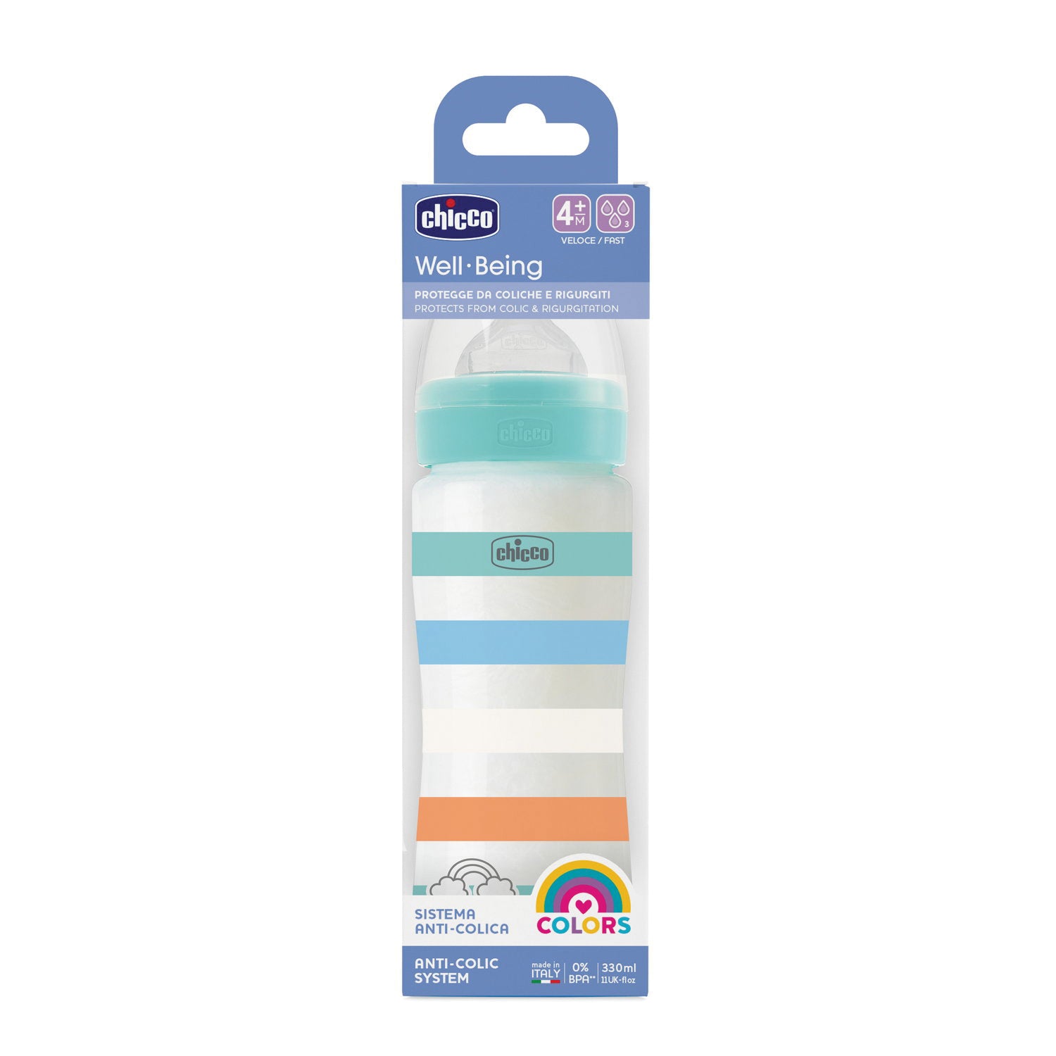CHICCO WELL BEING - BOTTIGLINA SISTEMA ANTI COLICA FLUSSO VELOCE 4+MESI , 330ML — confronto prezzi