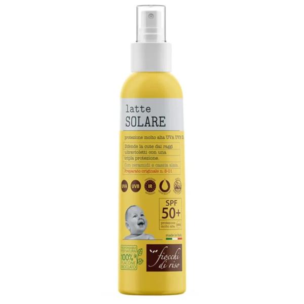 Fiocchi di Riso Latte Solare per Bimbi Protezione Solare Corpo e Viso SPF 50+ 140 ml
