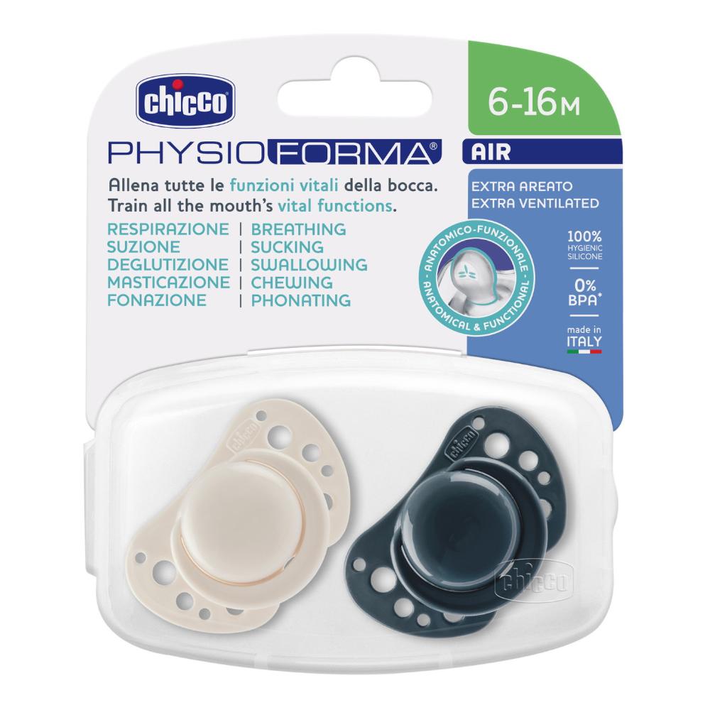 Chicco succhietti air blu silicone 6-16 mesi 2 pezzi