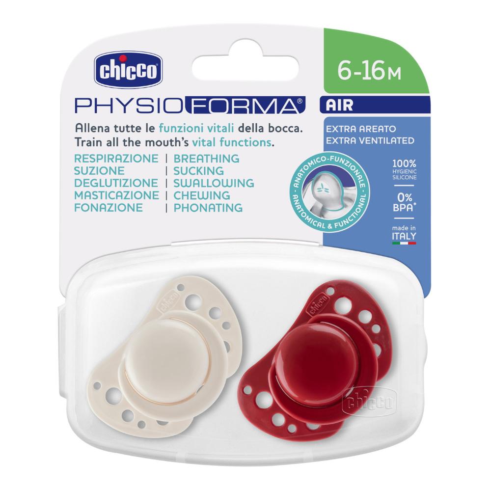 Chicco succhietti air rosso silicone 6-16 mesi 2 pezzi
