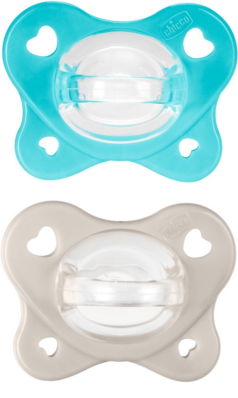 Chicco Physioforma - Dual Soft Succhietto Gommotto 6-16M Azzurro, 2 pezzi