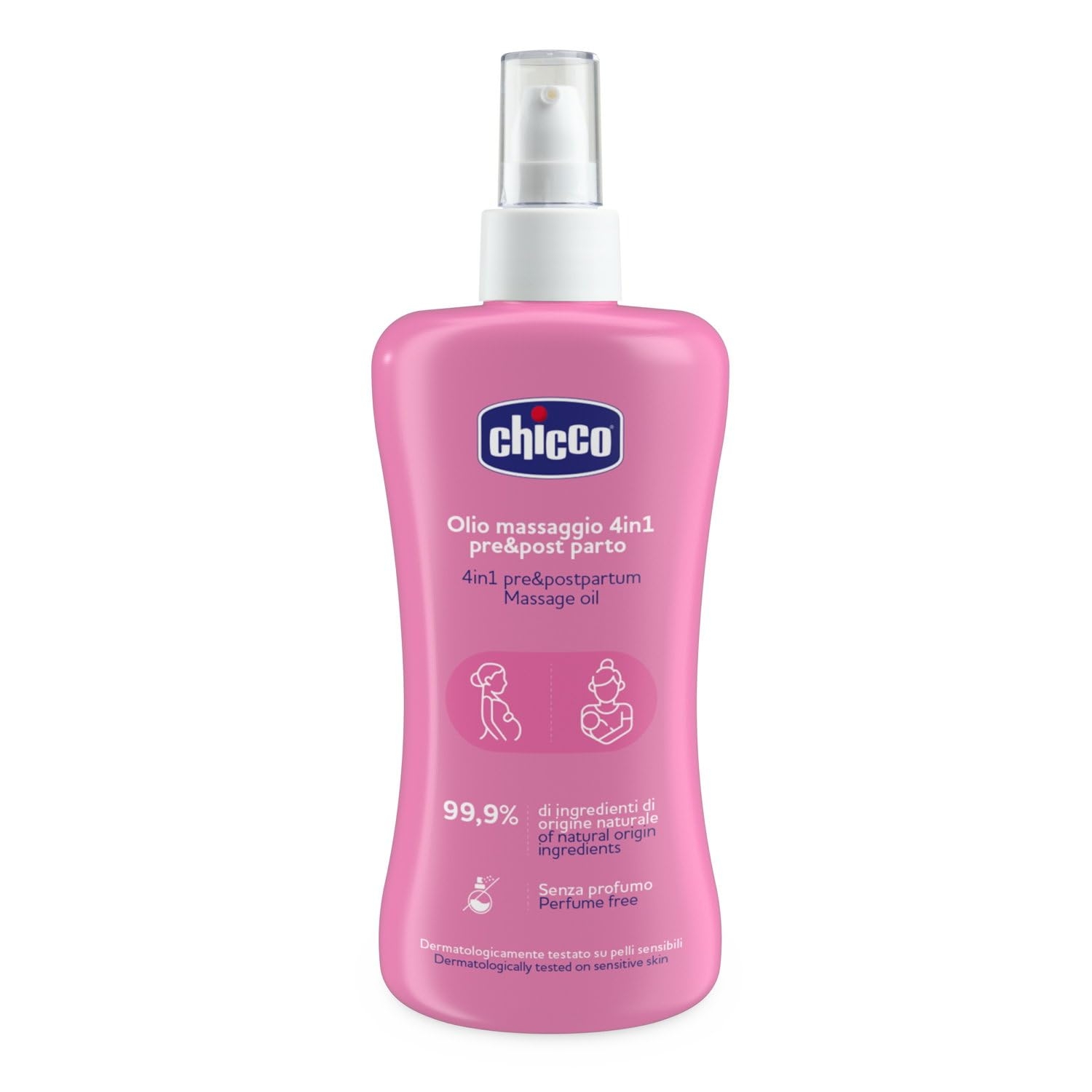 Chicco Olio Massaggio 4in1 Prevenzione Smagliature Idratante Elasticizzante Pre E Post Parto 200ml
