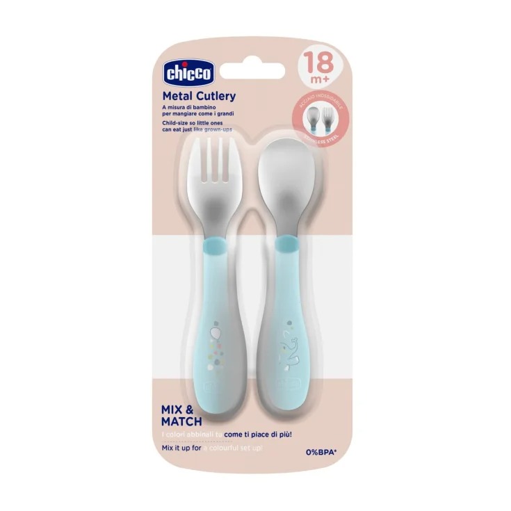 Chicco Set Posate In Acciaio 18m+ Azzurro — confronto prezzi