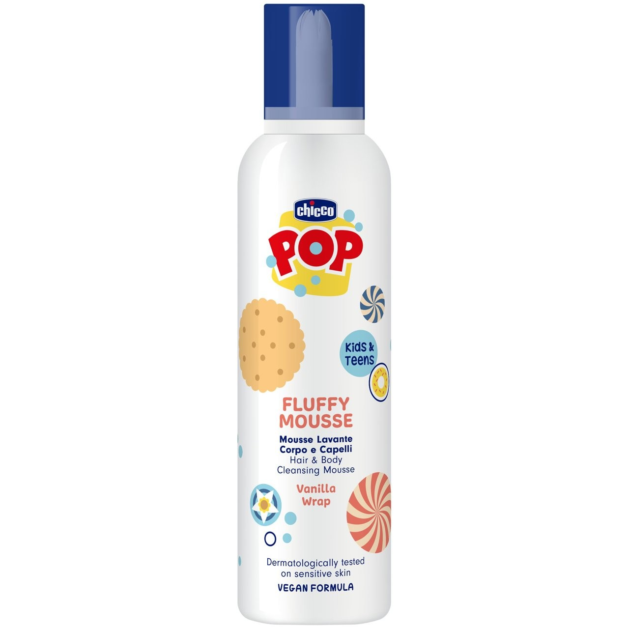 Chicco Pop Schiuma Detergente Alla Vaniglia per Corpo e Capelli 200 ml