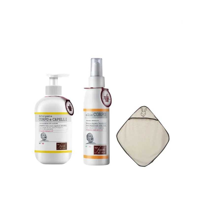 Fiocchi Di Riso Cofanetto Buona Nanna Detergente Corpo e Capelli Camomilla + Olio Copertina 1 pz Set