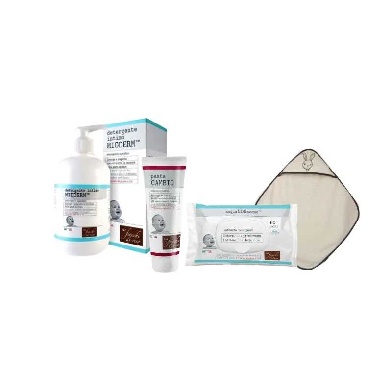 Fiocchi Di Riso Cofanetto Cambio Detergente Intimo + Pasta Salviette Detergenti Accappatoio 1 pz Set