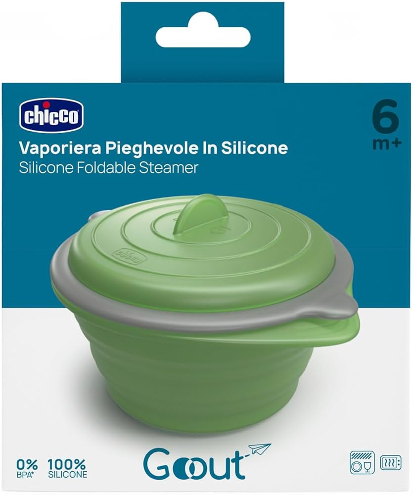 Chicco Vaporiera Pieghevole Silicone Cottura Vapore Microonde 3 pezzi