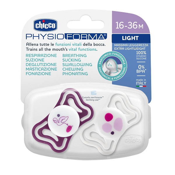 Chicco succhietto light rosa silicone 16-36m 2 pezzi — confronto prezzi