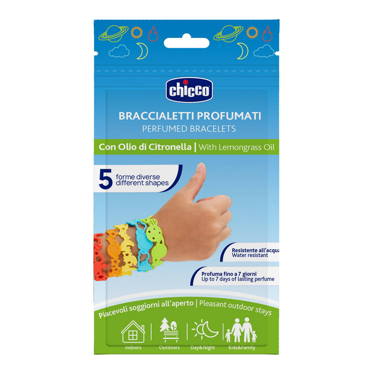 Chicco Braccialetti Anti-Zanzare Profumati in Silicone 5 Pezzi Protezione Profumata con Olio di Citronella — confronto prezzi