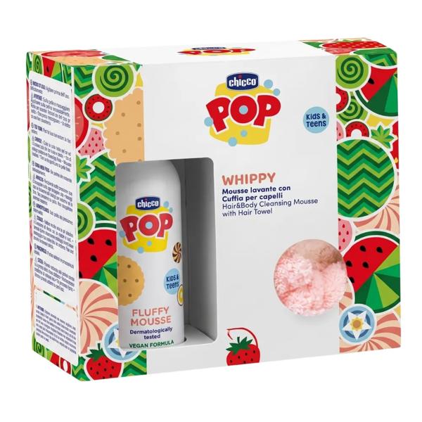 Chicco Set Pop con Schiuma Detergente Bagno Profumo Vaniglia 200ml + Cuffia in Regalo