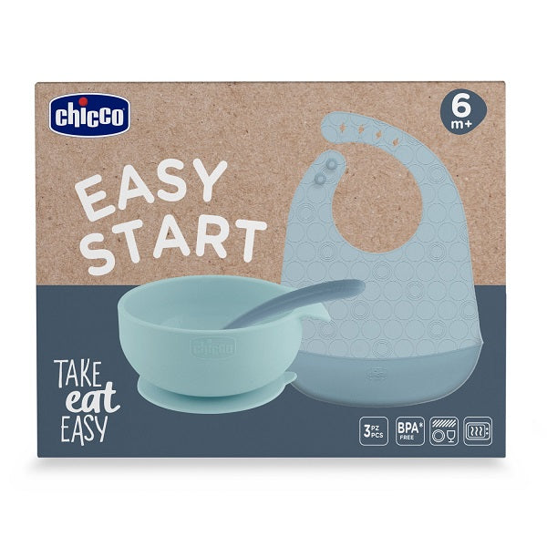 Chicco Easy Start Set Pappa Silicone Azzurro 6M+ 1 pz
