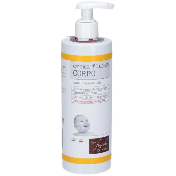 Fiocchi di Riso Crema Fluida Corpo Idratante 24 Ore 400 ml per Neonati e Bambini