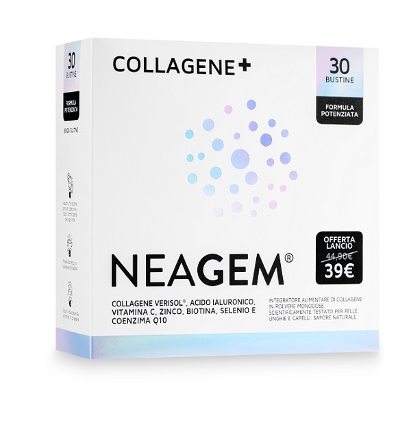 Neagem Collagene Integratore di Acido Ialuronico e Collagene per Pelle Capelli Unghie 30 Bustine