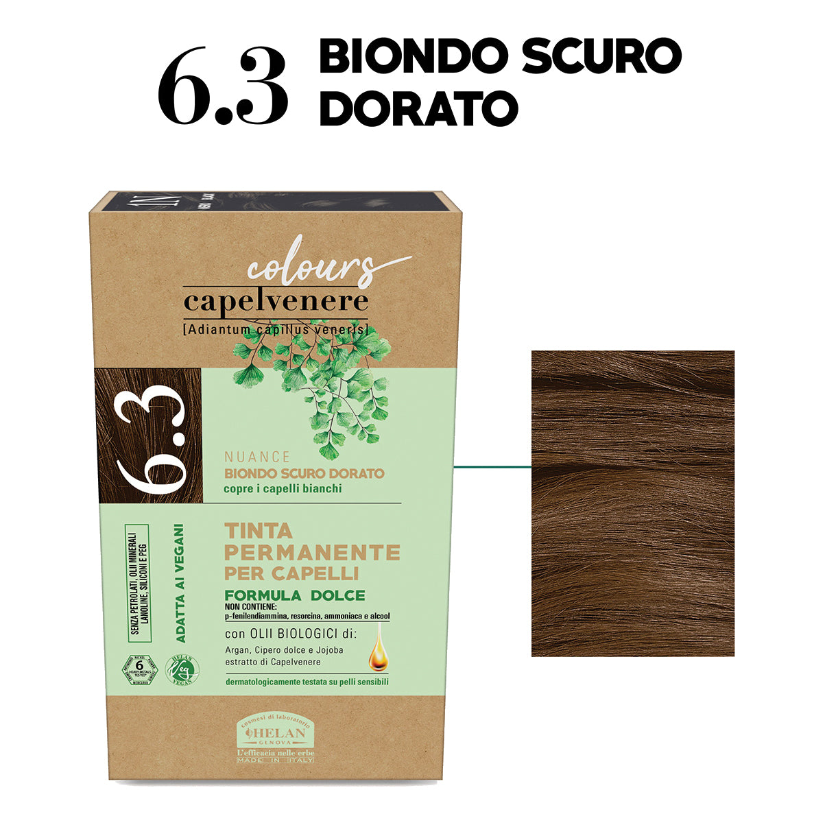Capelvenere Tinta Permanente Per Capelli 6,3n Colore Castano Scuro Dorato