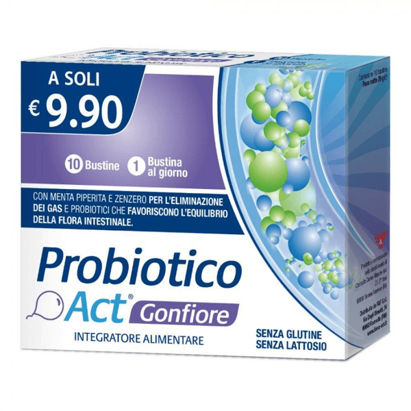 Probiotico Act Gonfiore Integratore 10 Bustine