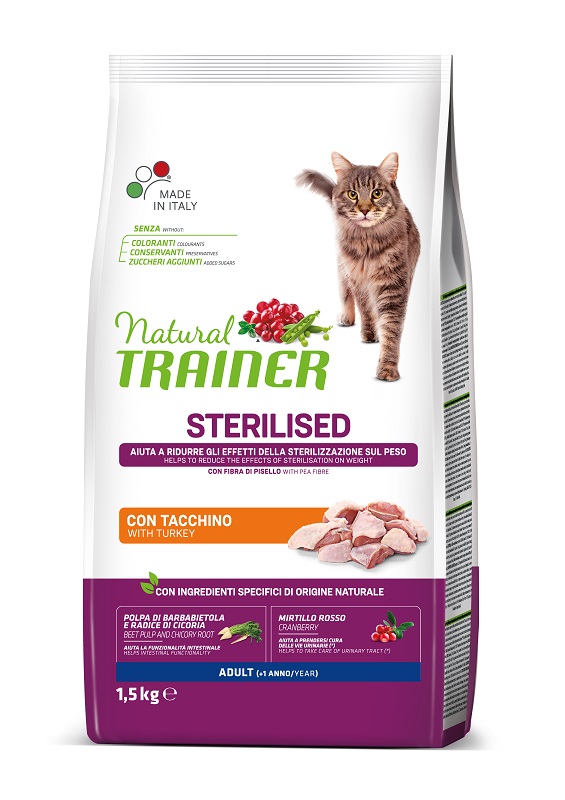 TRAINER NATURAL GATTO STERILISED ADULT TACCHINO 1,5KG