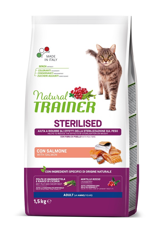 TRAINER NATURAL GATTO STERILISED ADULT SALMONE 1,5KG