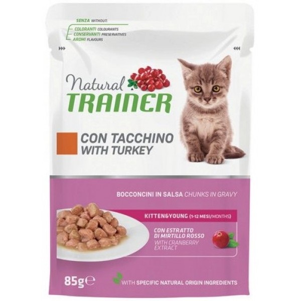 Trainer Gatto Natural Kitten&amp;Young Tacchino 85 Gr Temporaneamente Mancante Dall'Azienda Produttrice