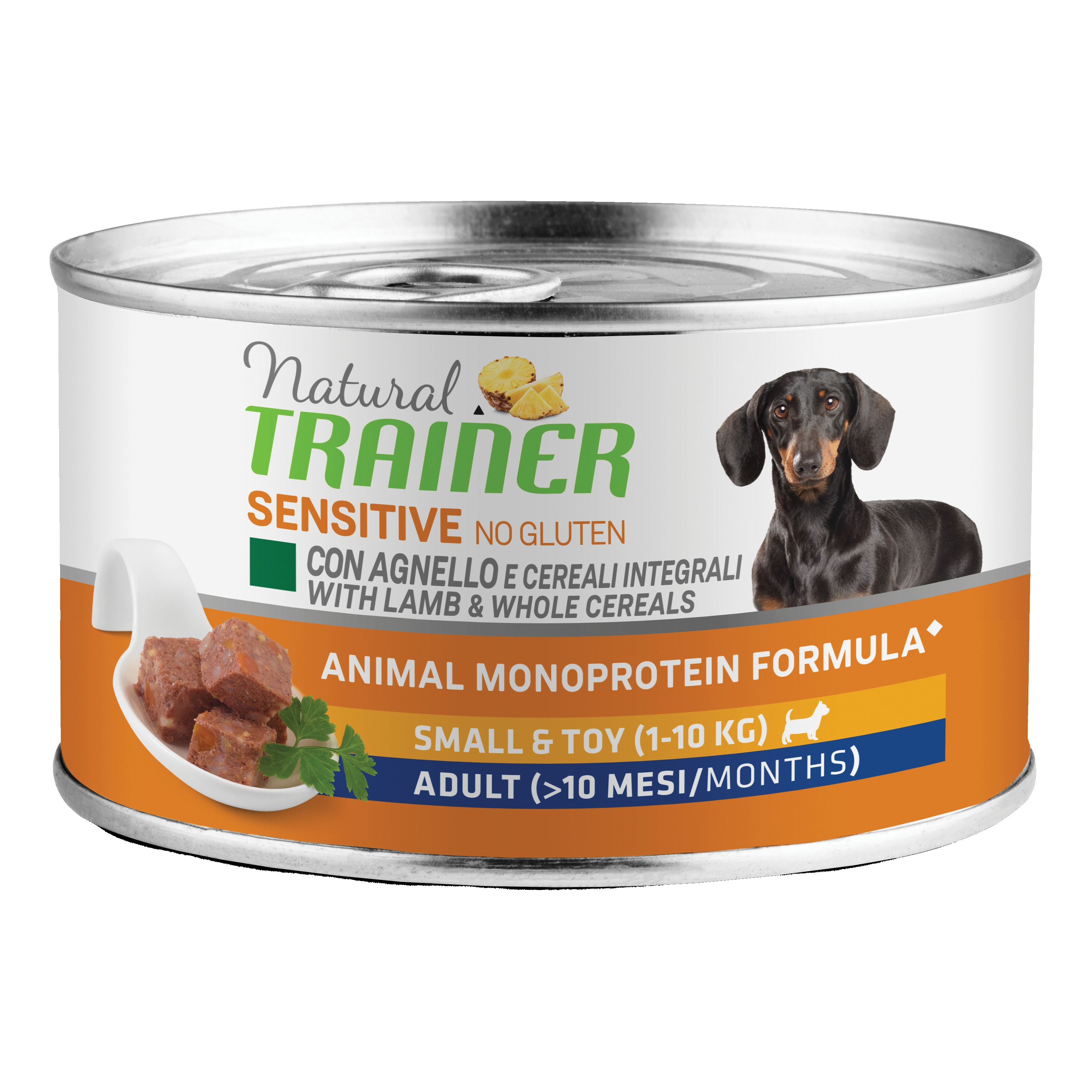 Natural Trainer Sensitive Cani Adulti Piccola Taglia Cibo Umido Gusto Agnello e Riso 150g