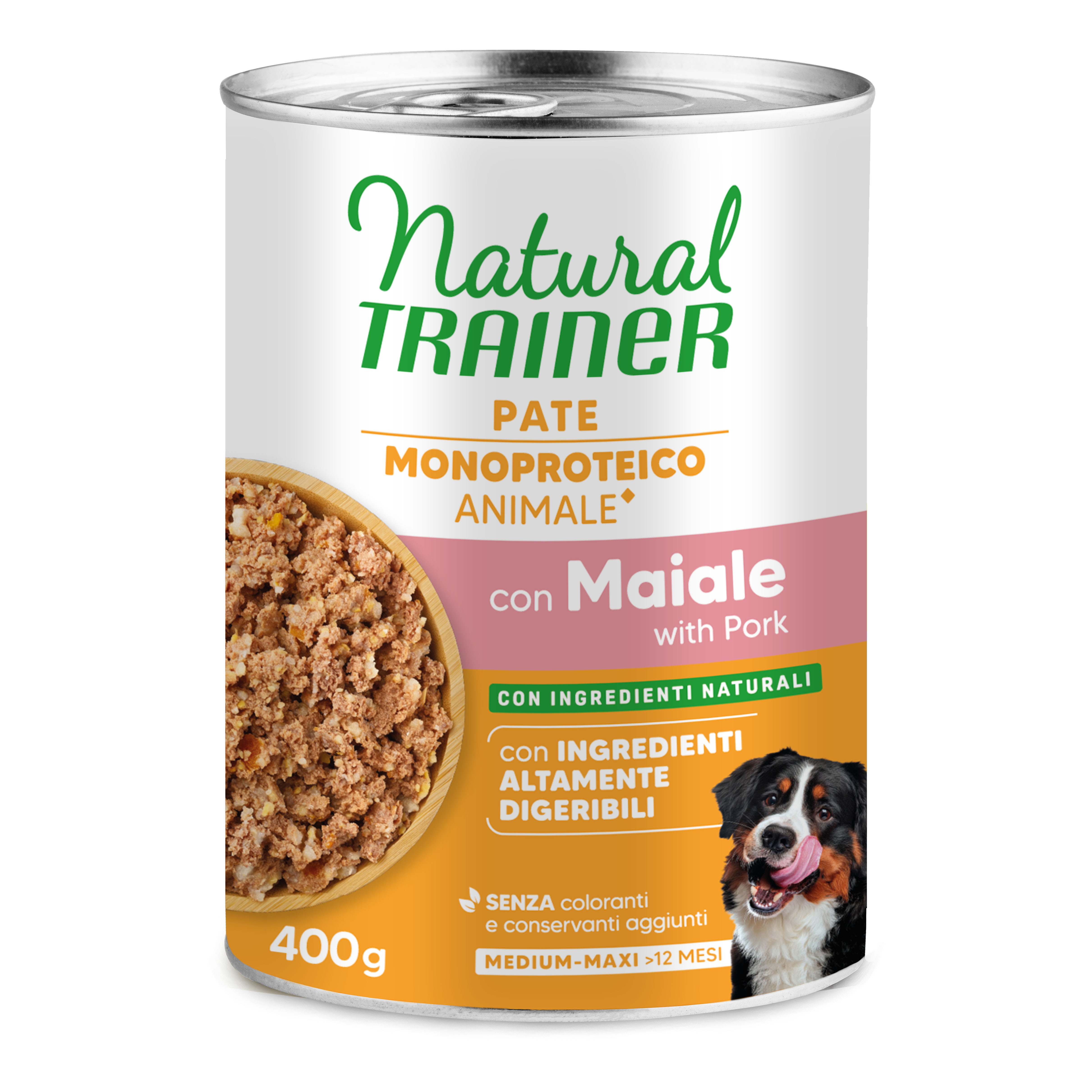 Trainer Cane Natural Sensitive Adulto Medium&amp;Maxi Maiale &amp; Cereali 400 Gr