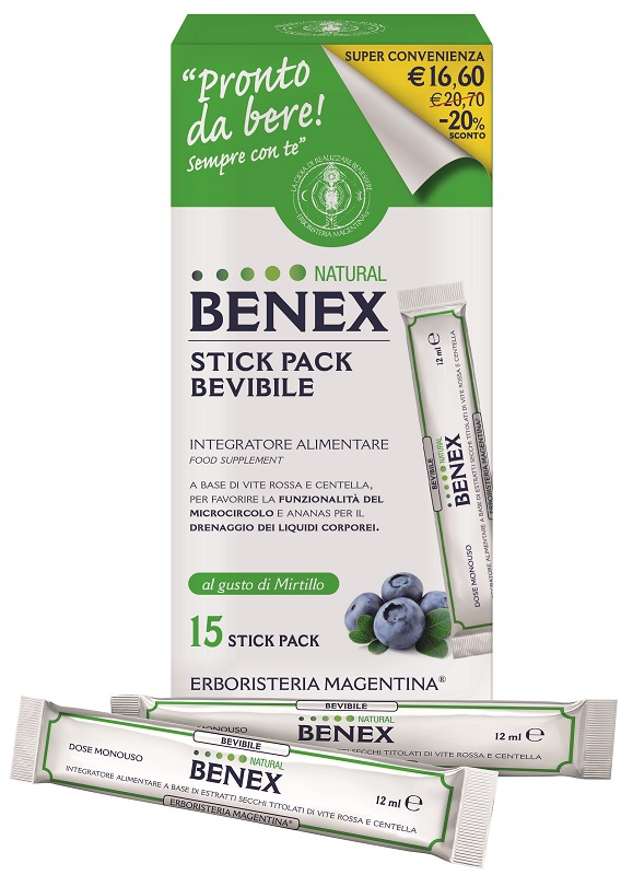 Benex Bevibile Integratore Per La Funzionalità Del Microcircolo 15 Stick Pack 12ml — confronto prezzi