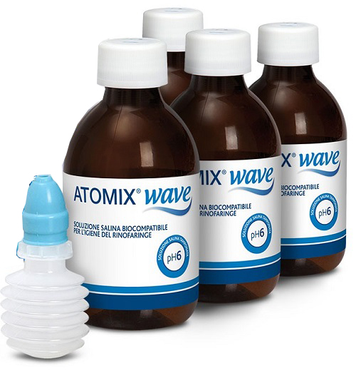 Atomix wave dispositivo per igiene rinofaringea atomix soluzione salina 4 flaconi da 250 ml — confronto prezzi