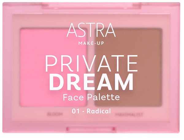 Astra Make-Up Private Dream Face Palette Blush + Bronzer Tonalità 01 Radical 1 pz Make up