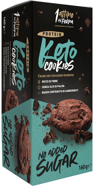 1attimoinforma Keto Cookies Classici Proteici al 14%; Con Scaglie di Cioccolato Fondente 160 g