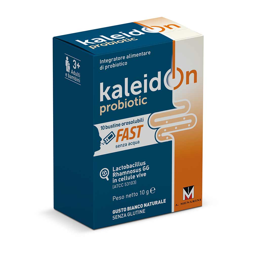 Menarini Kaleidon - Probiotic Fast Integratore Gusto Bianco Naturale, 10 Bustine