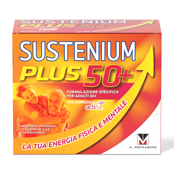 Sustenium Plus 50+ Integratore Per Energia Fisica e Mentale 16 Bustine