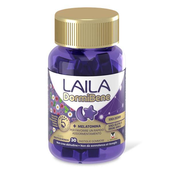 Laila DormiBene + Melatonina Integratore Per il Sonno 30 Pastiglie Gommose