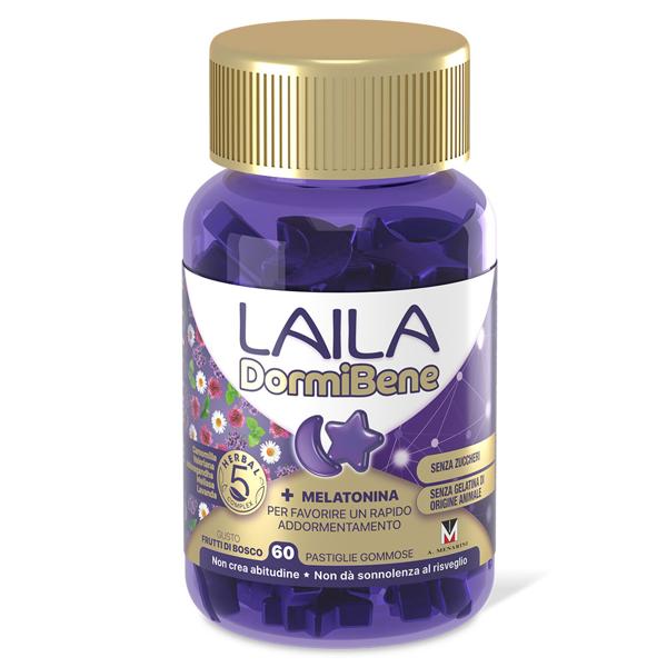Laila DormiBene + Melatonina Integratore Per il Sonno 60 Pastiglie Gommose