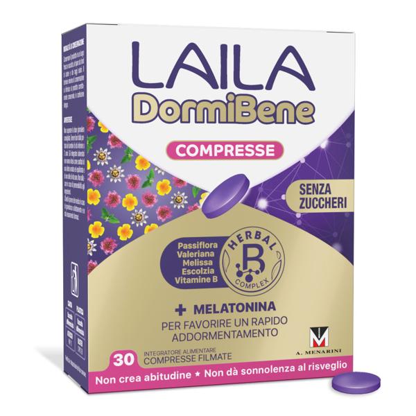 Laila Dormibene +Melatonina Integratore per il Sonno 30 Compresse
