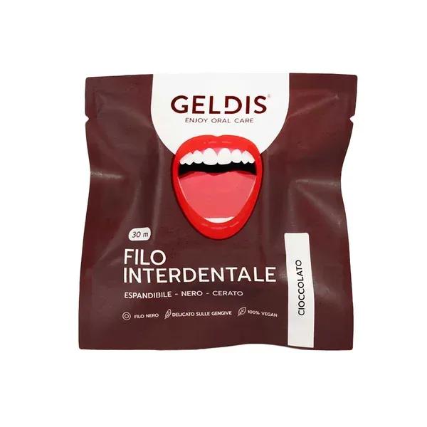 Geldis Doctor Filo Interdentale Cioccolato Espandibile per Spazi Stretti 30 metri Cera Vegetale