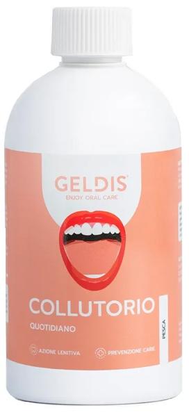 Geldis Collutorio Gusto Pesca 500 ml Trattamento Quotidiano Lenitivo e Anticariogeno con Aloe Vera