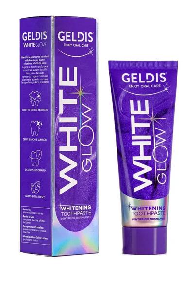 Geldis White Glow Dentifricio Sbiancante Tubo da 75 ml ad Azione Lucidante e Rimineralizzante con Idrossiapatite e Perlite