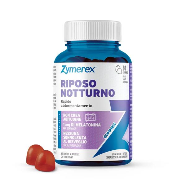 Zymerex Riposo Notturno 60 Gommose Integratore di Melatonina per il Rapido Addormentamento