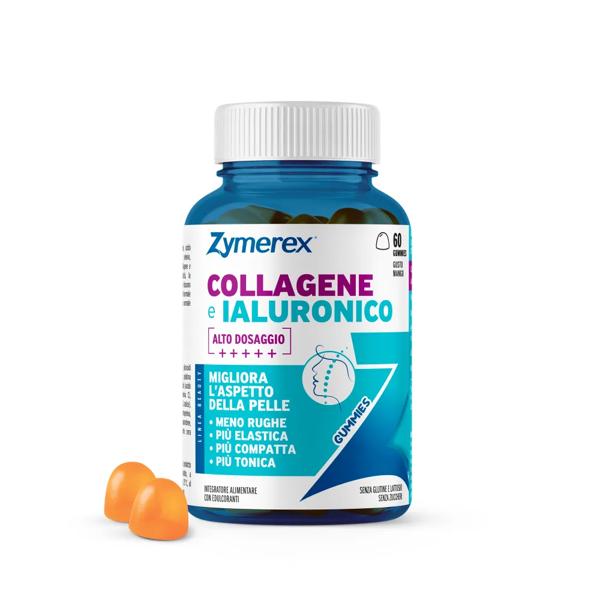 Zymerex Collagene e Ialuronico 60 Gummies Azione Anti-Age per Rughe ed Elasticità