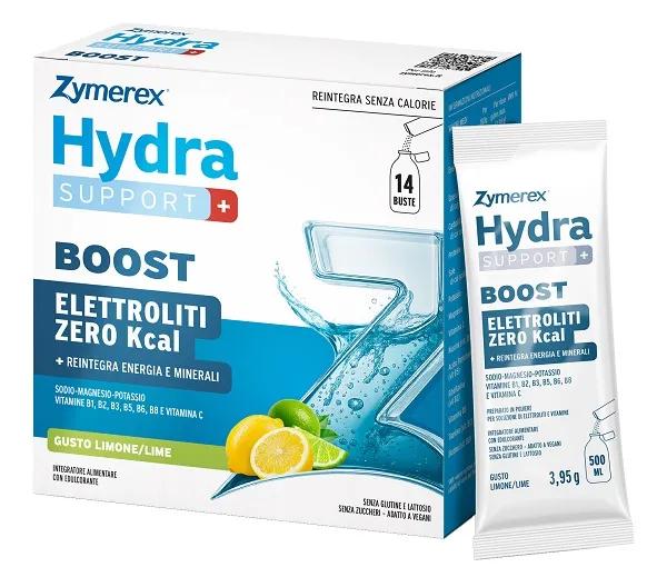 Zymerex Hydra Support Boost Integratore Di Sali Minerali e Vitamine 14 Bustine Gusto Limone
